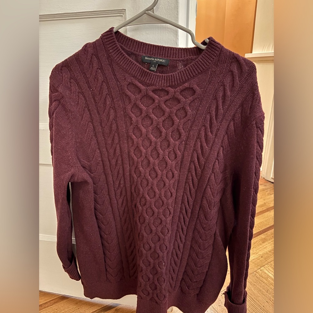 Men’s Banana Republic Cable Knit Sweater - Burgundy